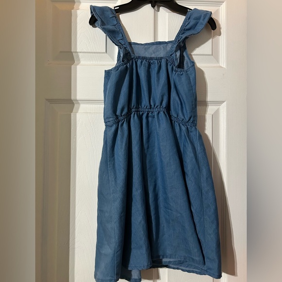 Girls BCBG Denim Blue Ruffled Dress Size 10 stretchy back - Picture 2 of 2